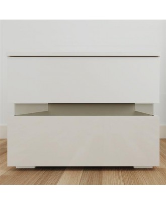 RGB LED Double Side Cabinet Bedside Table White